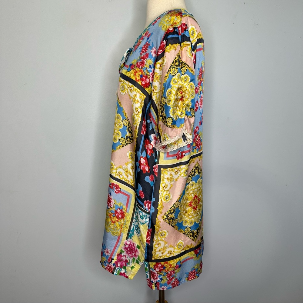 Johnny Was 100% Silk Japer Flower Mai Tunic Popover Boho Top - Picture 5 of 13